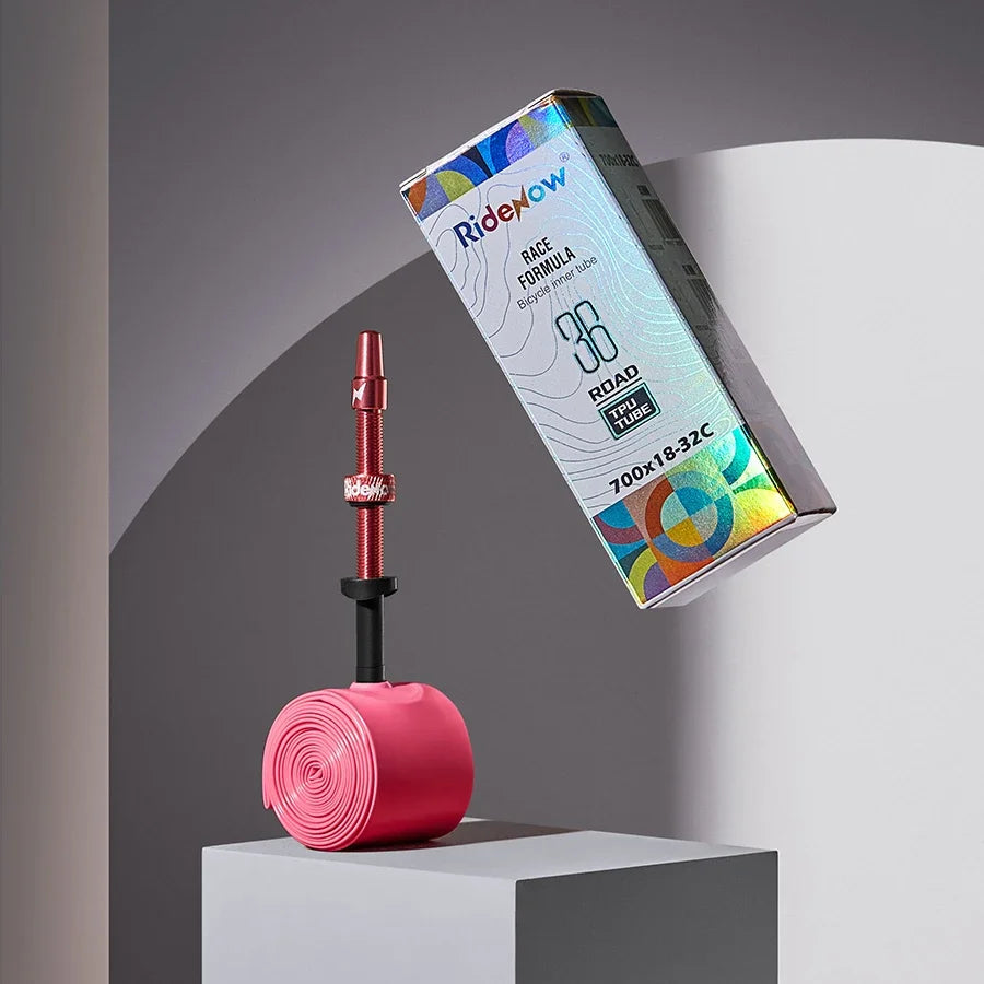 Ridenow Upgraded Metal Nozzle 700c TPU Inner Tube – 700x18-32c Road Bike Tube with Removable Valve Cores