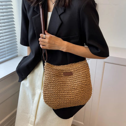 Straw Knitted Handbag – Women’s Woven Shoulder & Crossbody Beach Bag