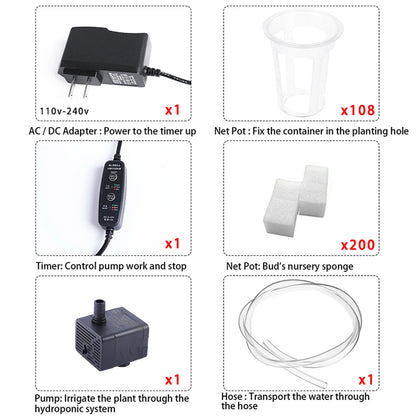 Hydroponics Growing System Kit — 3-Layer 108-Site PVC Pipe Hydroponic Garden for Vegetables & Herbs