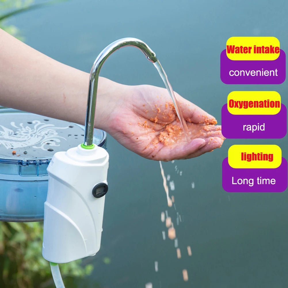 3-in-1 Hand-Washing Fishing Gear - Portable Intelligent Sensor Water Oxygen Air Pump, 2600mAh with Auto Induction LED Light for Fishing