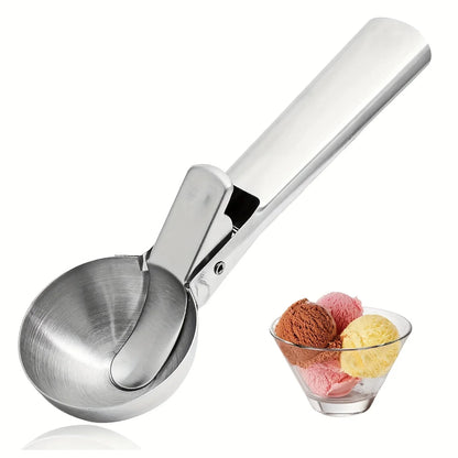 Multifunctional Stainless Steel Ice Cream Scoop – Dual-Purpose Fruit & Watermelon Ball Spoon for Household Use