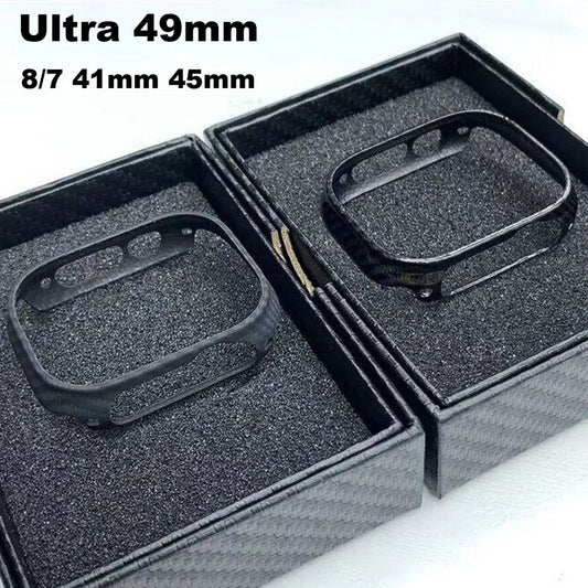 Genuine Carbon Fiber Shockproof Case – Slim Bumper Cover for Apple Watch S8/S9/Ultra 2 (49mm)