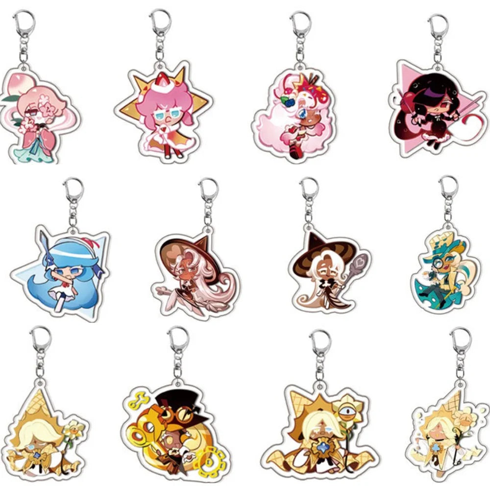 Cookie Run Kingdoms Camellia Cookie Acrylic Keychain – Candy Milk Shadow & Pure Vanilla Bag Accessory Gift