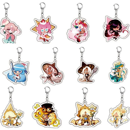 Cookie Run Kingdoms Camellia Cookie Acrylic Keychain – Candy Milk Shadow & Pure Vanilla Bag Accessory Gift