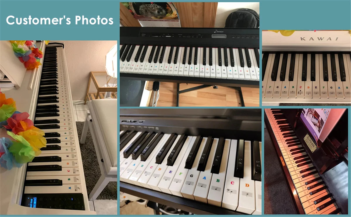 Piano Keyboard Stickers – White & Black Note Labels for 37 49 54 61 88  Keys, Electronic Piano Music Stickers