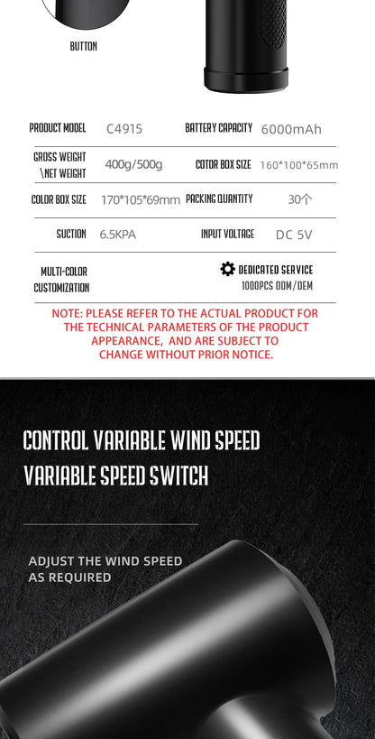 Portable Air Duster for Computer Cleaning – 51000RPM Cordless Compressed Air Blower with LED Light for PC & Keyboard Cleaning