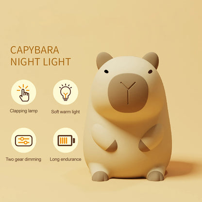 Cartoon Capybara Silicone Night Light: Cute USB Rechargeable Lamp with Timing and Dimming - Perfect for Children's Room Decor