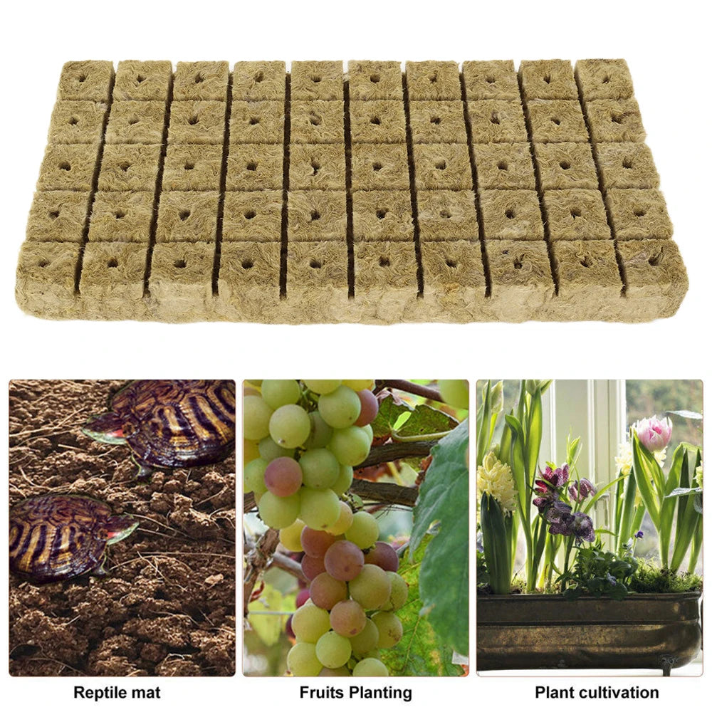 Stonewool Hydroponic Grow Cubes — 500/50x Seedling Blocks for Garden Germination & Water Cultivation