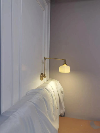 IWHD 2022 Ceramic Copper LED Wall Lamp — Adjustable Swinging Long Arm Light for Bedroom & Living Room