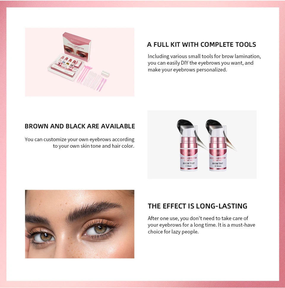 Professional Semi-Permanent Brow & Lash Lift Kit – Brow Lamination, Eyelash Perming & Tinting Makeup Set