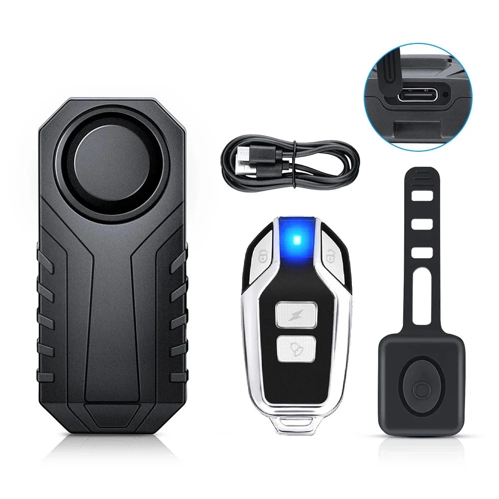 Wsdcam Vibration Bicycle Alarm – USB Rechargeable Anti-Theft Motorcycle Bike Alarm 113 dB Waterproof with Remote Control