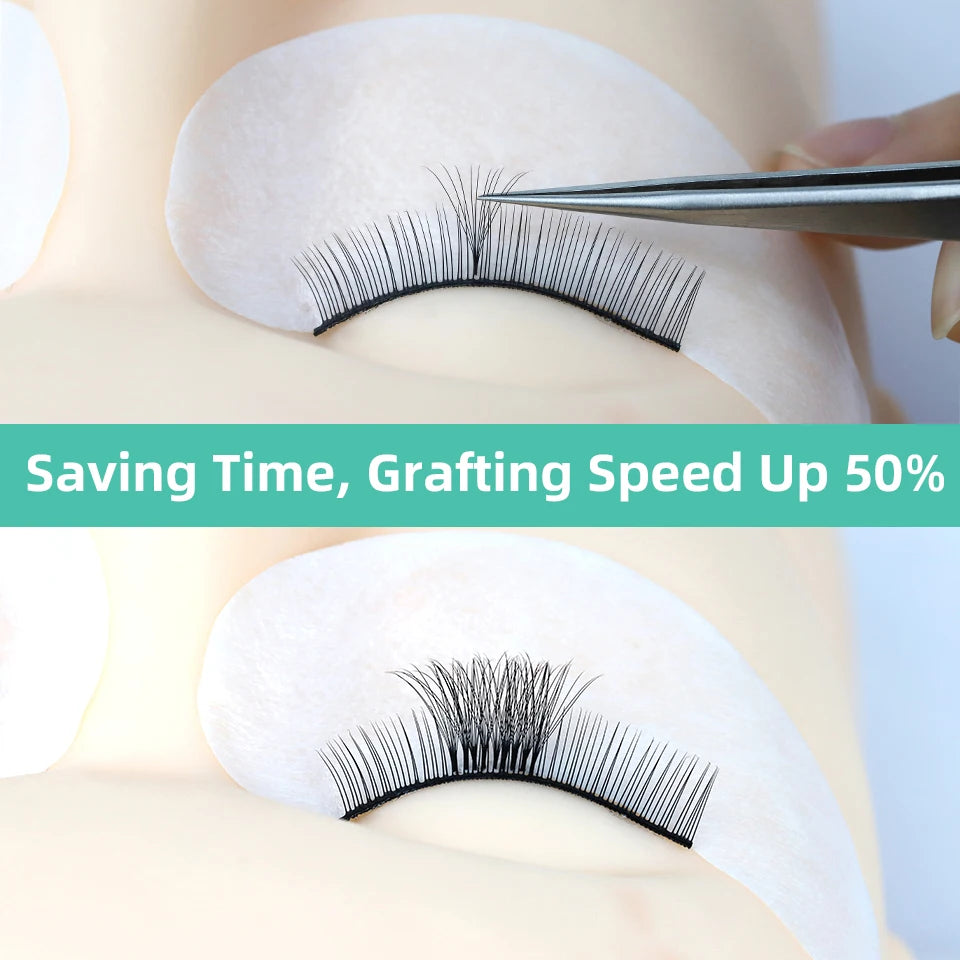 AGUUD 10-Tray Premade Volume Lashes – Super Fans with Needle Stem & Narrow Base for Eyelash Extensions