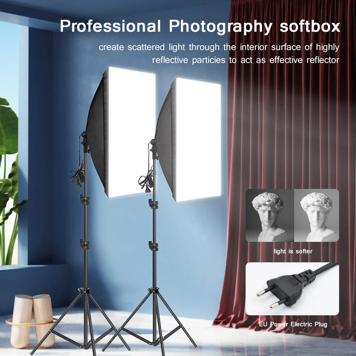 Professional Photography Softbox Lighting - Soft Box with Tripod, E27 ...