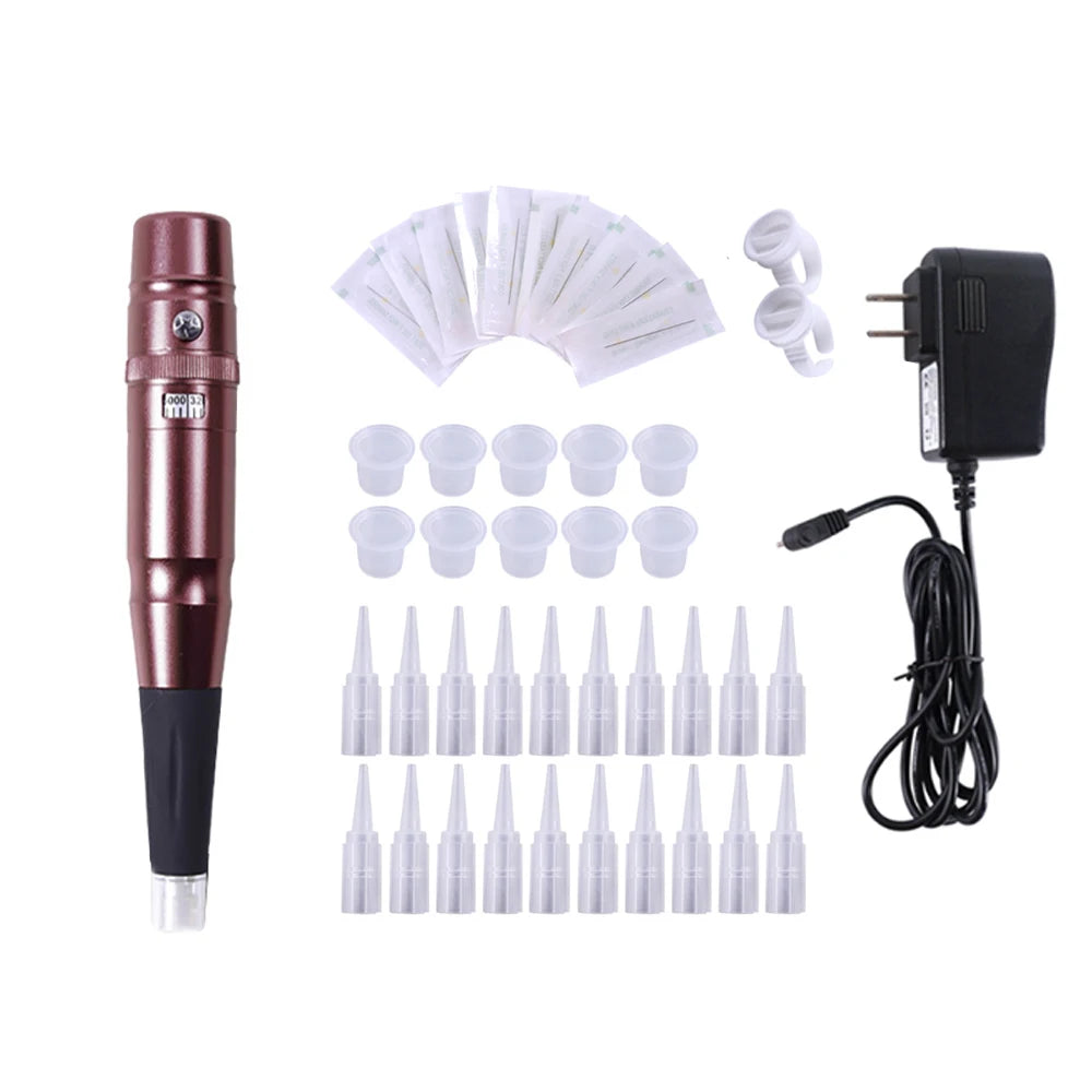 Permanent Makeup Rotary Tattoo Pen – Eyebrow & Lip Machine, Microblading & Piercing Gun PMU Kit