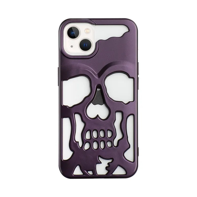 Cool Hollow Skull Ghostface Plating iPhone Case – Heat Dissipation Slim Cover for iPhone 14-17 Pro Max