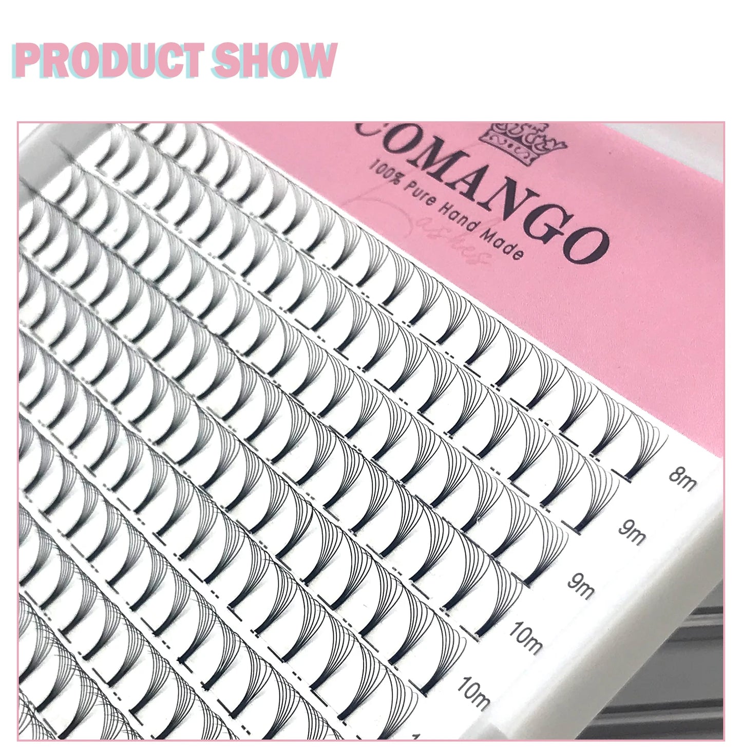 CoMango Wispy Premade Volume Lash Fans – 3-10D Individual Short Stem Faux Mink Russian Eyelash Extensions, 320 Fans