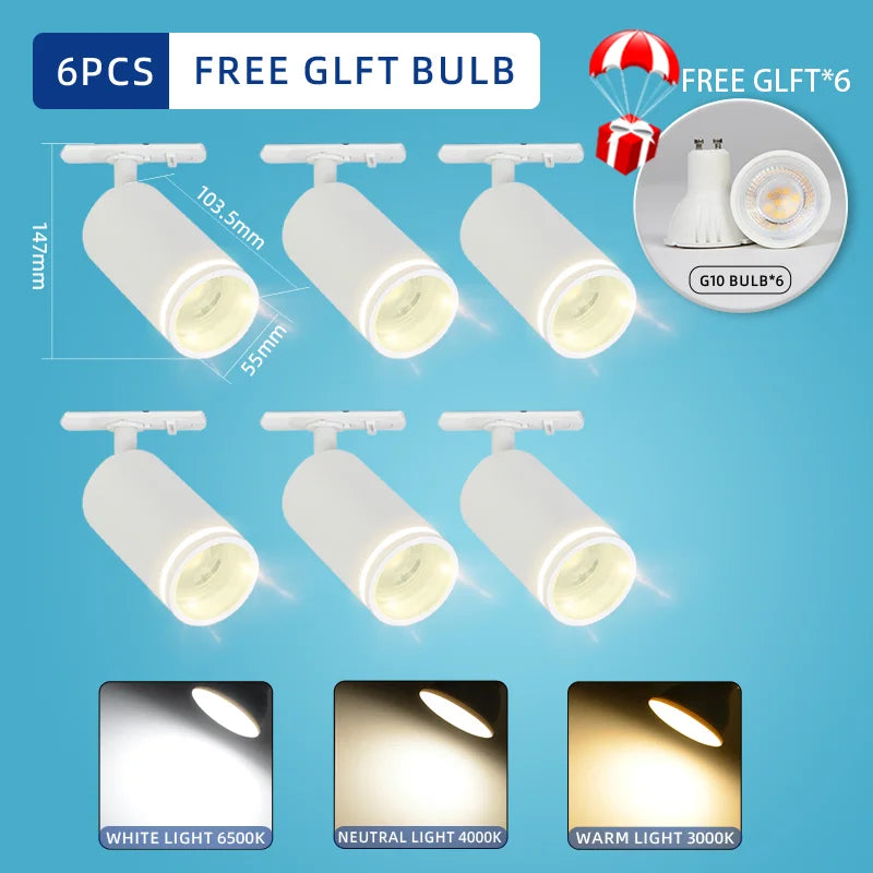 LED Track Light System – 85-265V COB Ceiling Lamp Set with Rails & Spots for Clothing Shops, Living Rooms & Stores