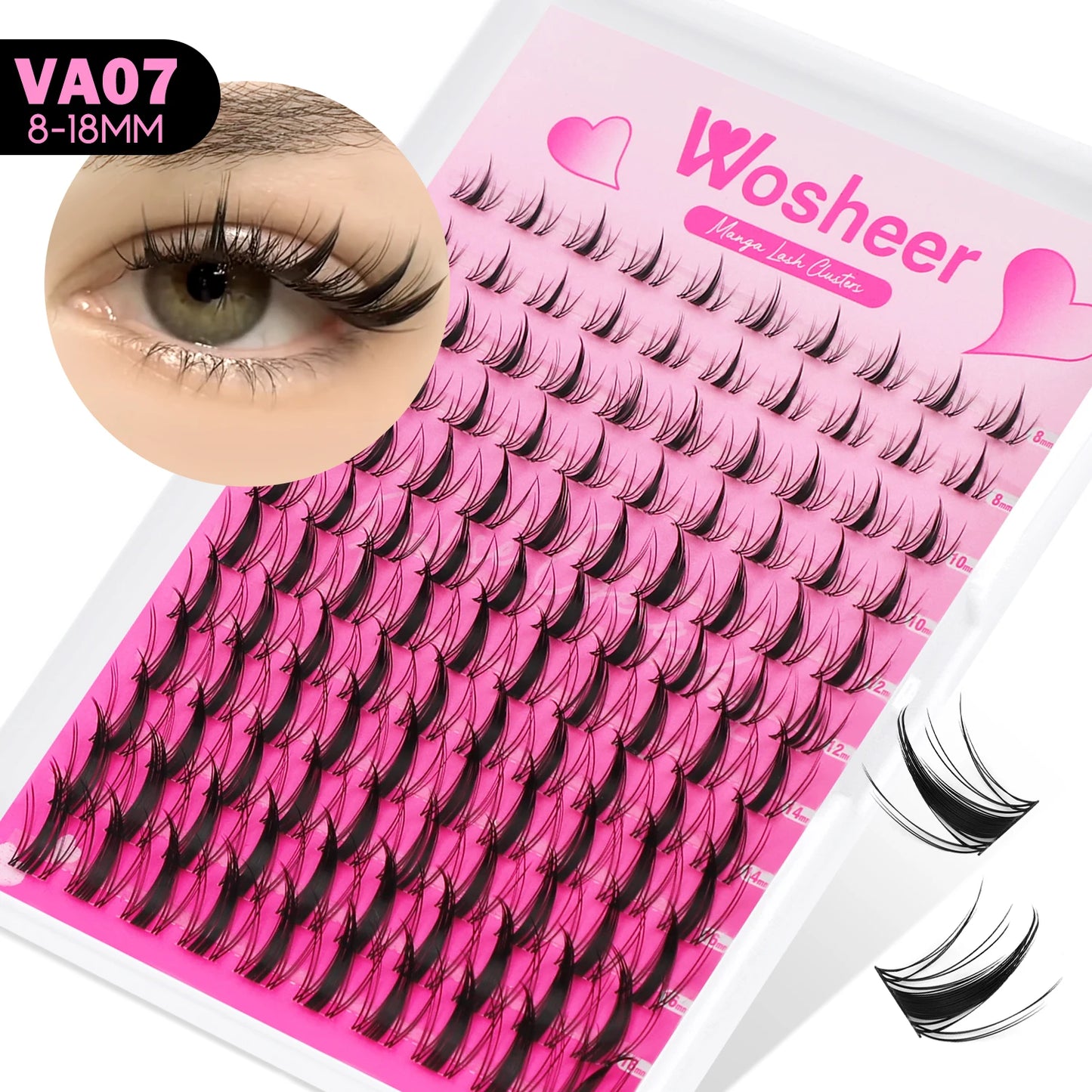 WOSHEER Manga Lash Clusters Kit – Clear Fairy Wet-Look Spiky Individual Anime Eyelashes