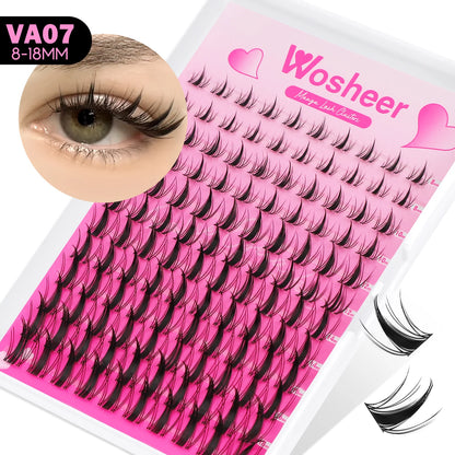 WOSHEER Manga Lash Clusters Kit – Clear Fairy Wet-Look Spiky Individual Anime Eyelashes