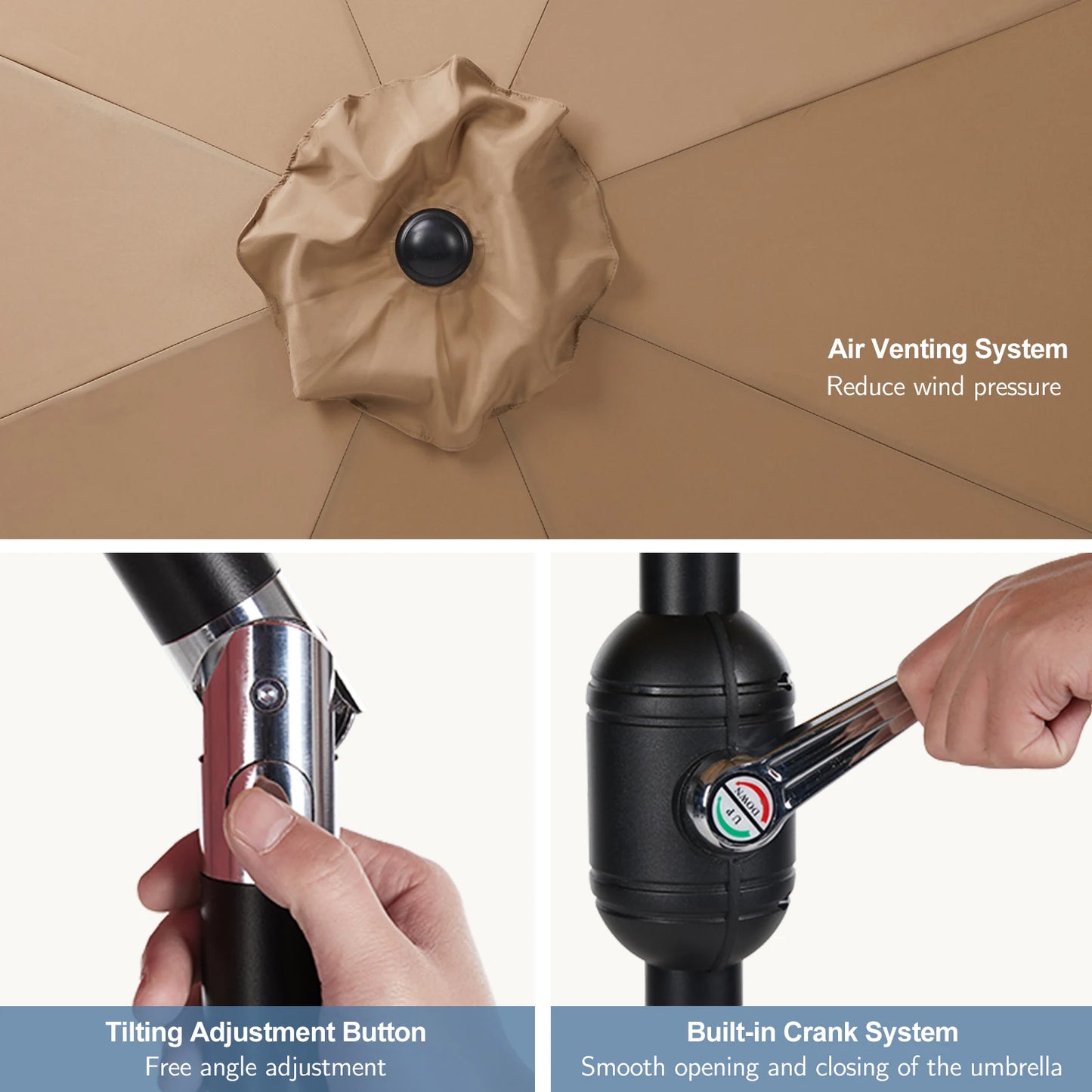 Outdoor Patio Umbrella UV Protection All-Weather Garden Pool Backyard Shade Canopy