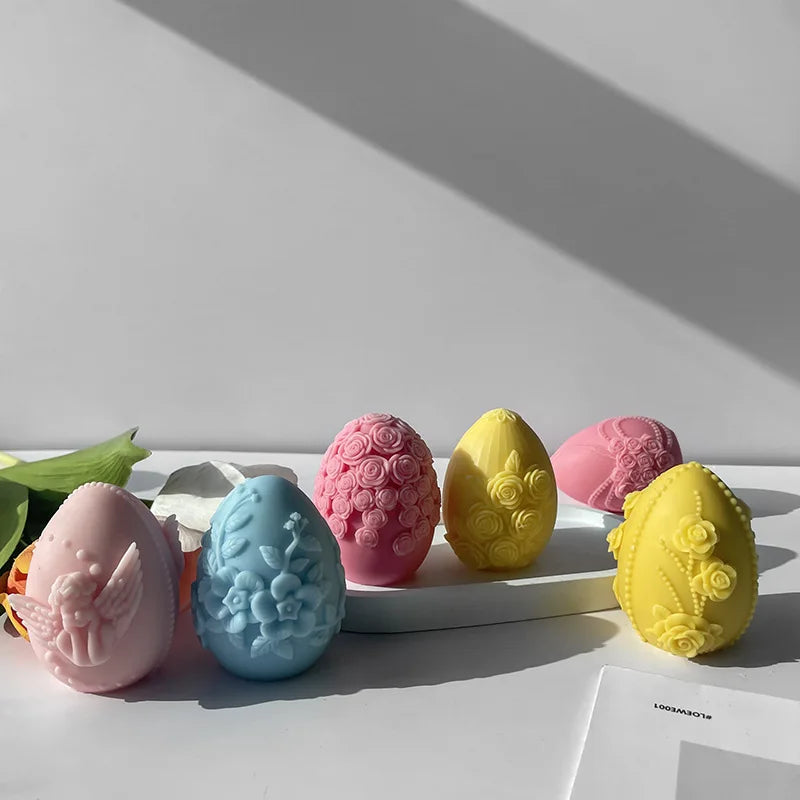 3D Creative Easter Egg Silicone Mold – DIY Flower & Butterfly Egg for Aroma Candles, Plaster Ornaments, and Easter Decor Crafts