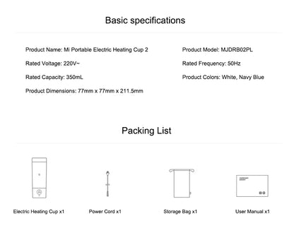 XIAOMI Mijia Portable Electric Kettle 2 — 350ml Smart Temperature Insulated Thermos Cup Fast Water Boiler for Travel