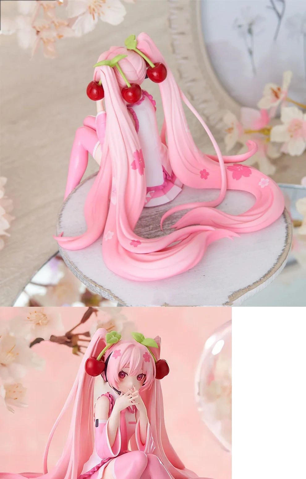 12cm Pink Hair Anime Figurine – Cute Sitting Pose TPR Model for Computer Case Decoration & Collectible Gifts