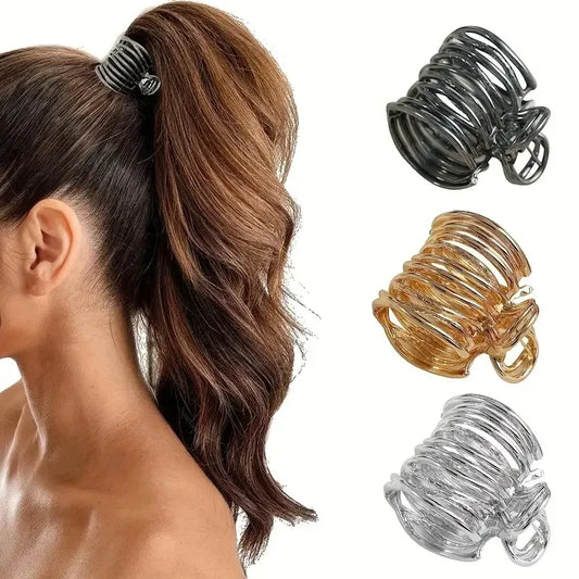 Fashion Irregular Metal Hair Claws - Nonslip Strong Holder for Women Girls' High Ponytail, Shark Buckle Hair Clip for Thick Long Hair