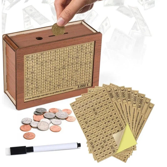 Handmade Natural Wooden Piggy Bank – Decorative Money Box with Savings Counter for Kids & Adults