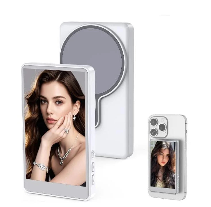 Magnetic Phone Vlog Selfie Monitor Screen – Rear Camera Selfie Display Compatible with iPhone & Android