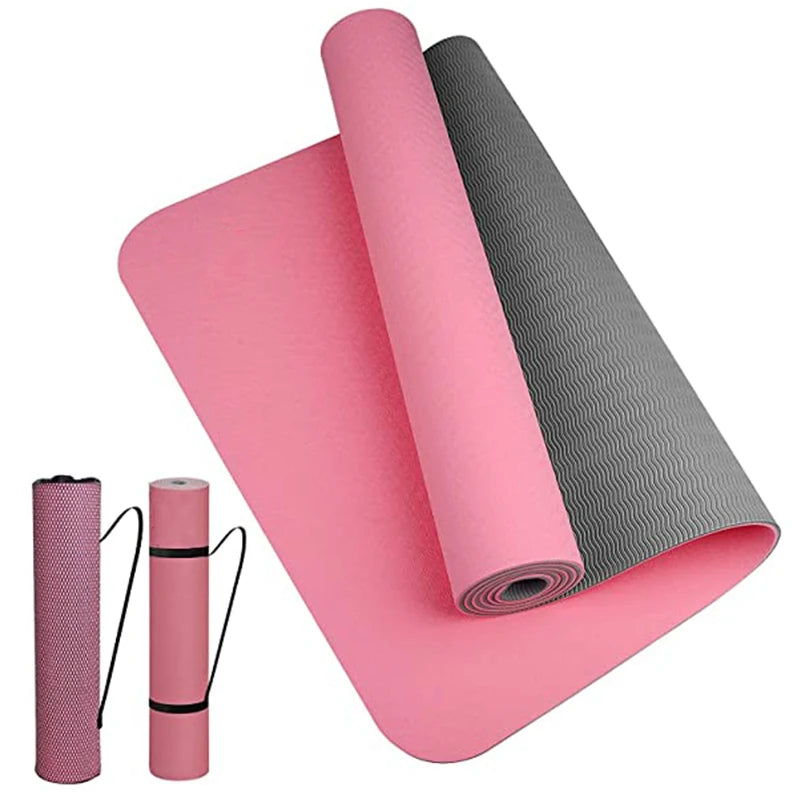 Thick Two-Color Non-Slip TPE Yoga Mat – High-Quality, Odorless Fitness Mat 180x57cm for Home Workouts