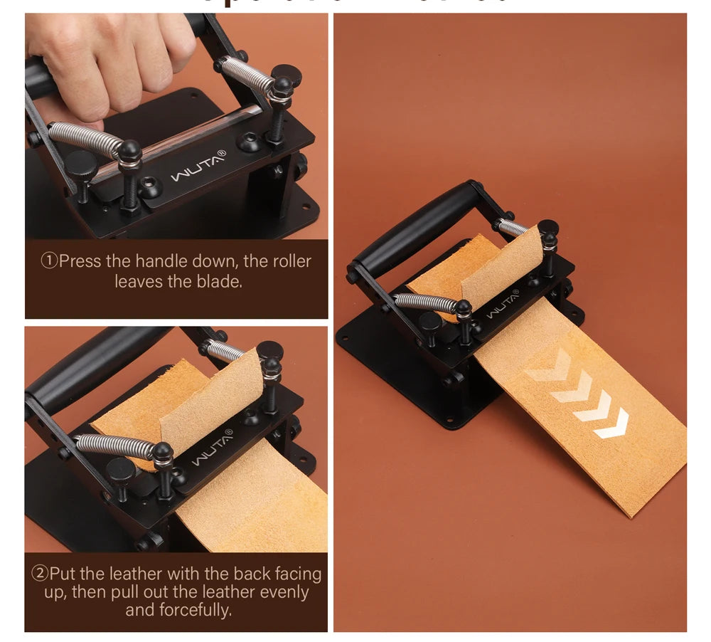 WUTA Manual Leather Skiving Machine – Belt Thinning Splitter & Strap Cutting Tool for Cowhide Leather DIY