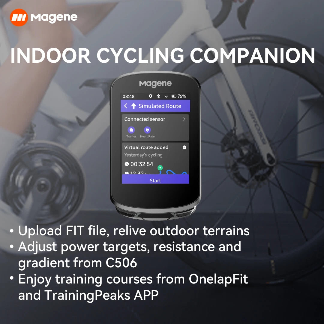Magene C506 SE GPS Bike Computer - Navigation, WiFi, Bluetooth, Cycle Speedometer, Digital Stopwatch, 2.4 Odometer, Indoor Cycling