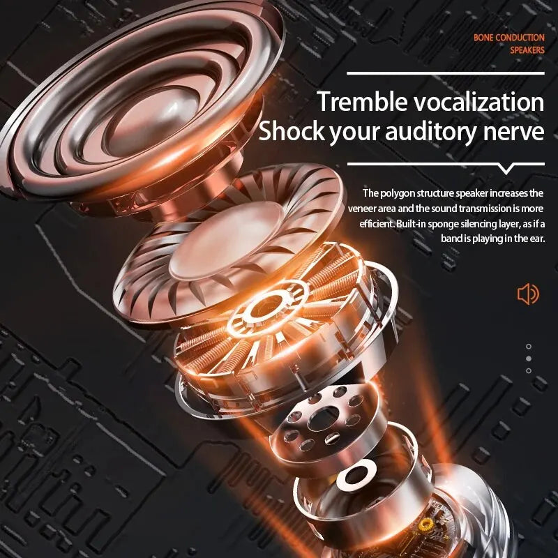 K69 Bone Conduction Earphones: Bluetooth Hifi Music Headphones, Sport Ear-hook Wireless Headsets with Mic, Waterproof Earbuds