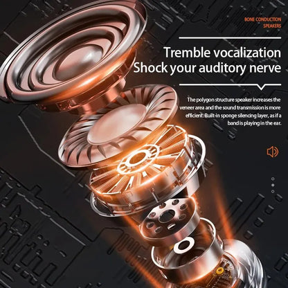 K69 Bone Conduction Earphones: Bluetooth Hifi Music Headphones, Sport Ear-hook Wireless Headsets with Mic, Waterproof Earbuds