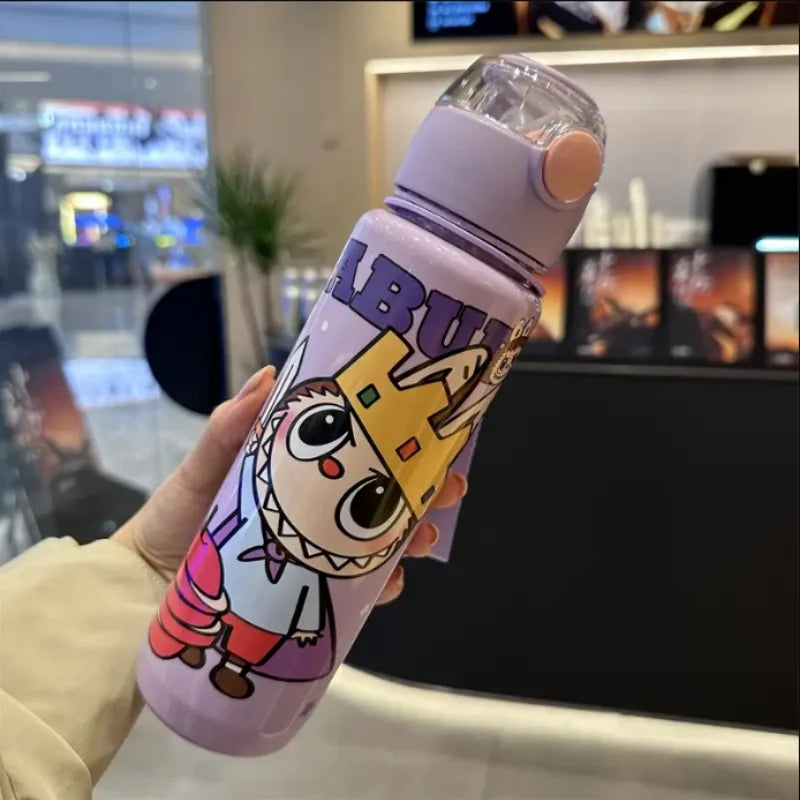 BPA-Free Cartoon Water Bottle with Straw — Leak-Proof Portable Bottle for Sports, Fitness & Travel
