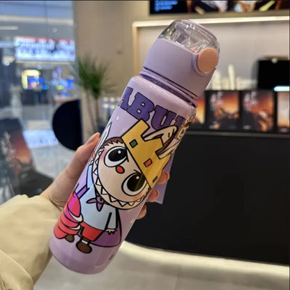 BPA-Free Cartoon Water Bottle with Straw — Leak-Proof Portable Bottle for Sports, Fitness & Travel