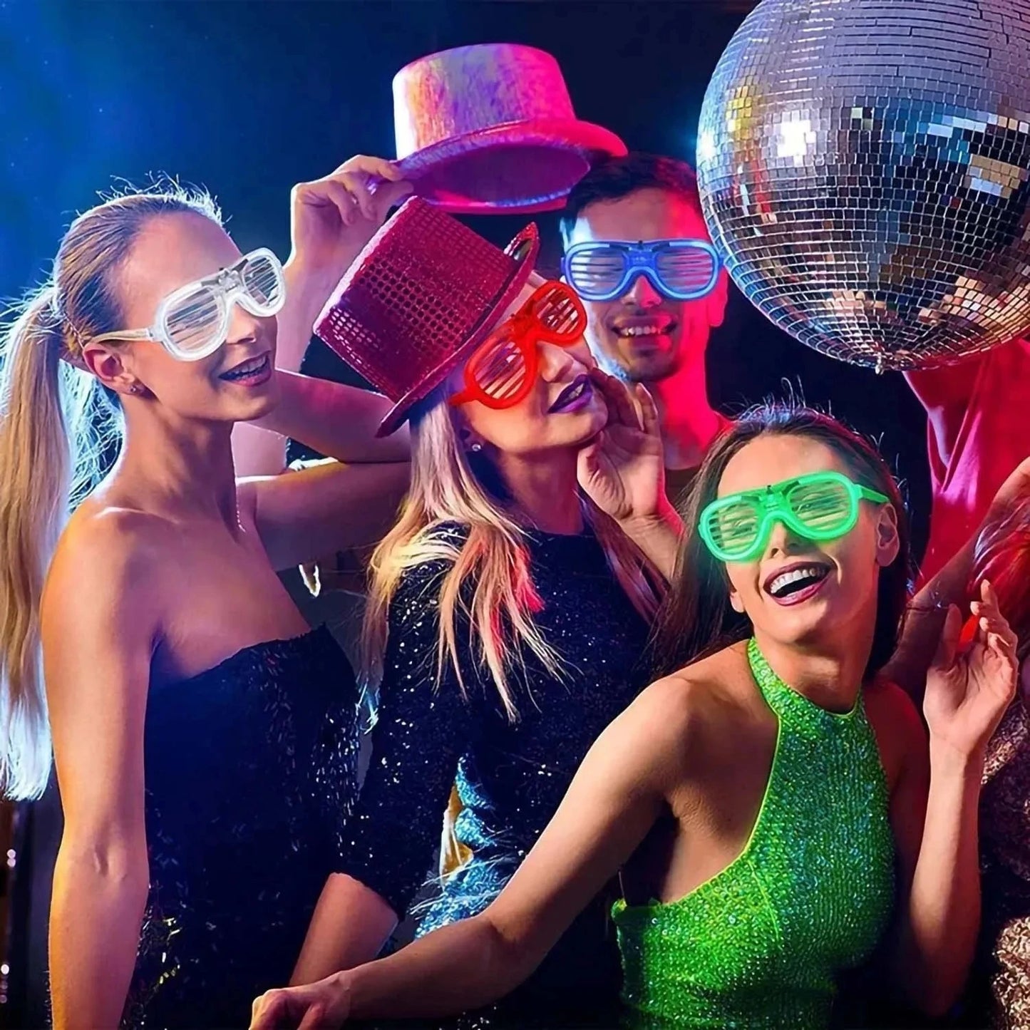 1-60PCS Neon Color Luminous LED Glasses – Eyeshade Lampshade Party Glasses for Christmas, Mardi Gras & Celebrations