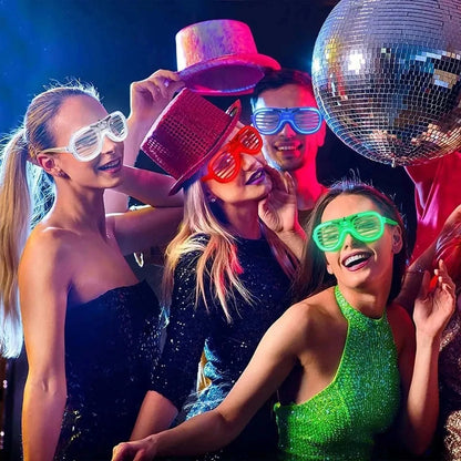 1-60PCS Neon Color Luminous LED Glasses – Eyeshade Lampshade Party Glasses for Christmas, Mardi Gras & Celebrations