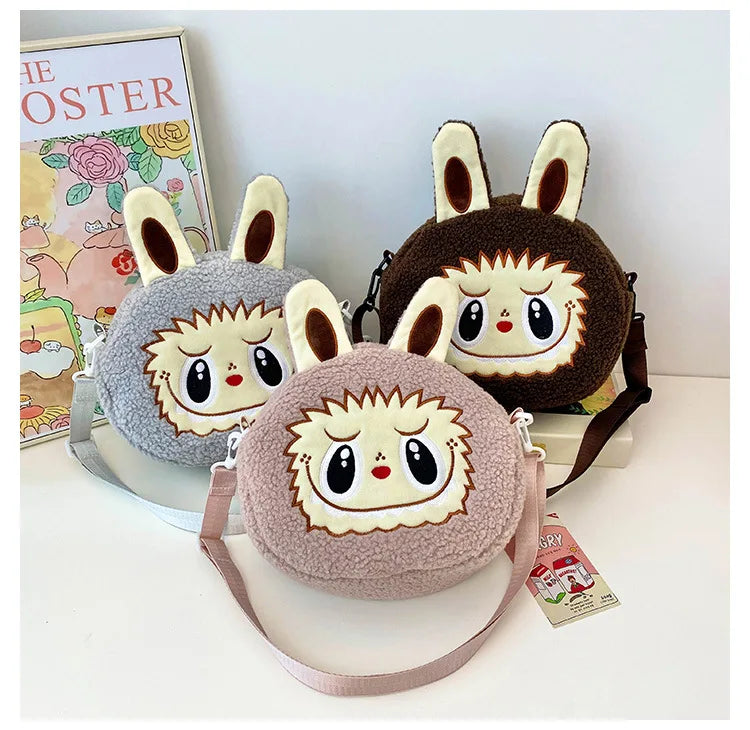 Labu Cartoon Crossbody Plush Bag – Kids Backpack & Shoulder Bag Doll Change Purse, Perfect Gift for Girls
