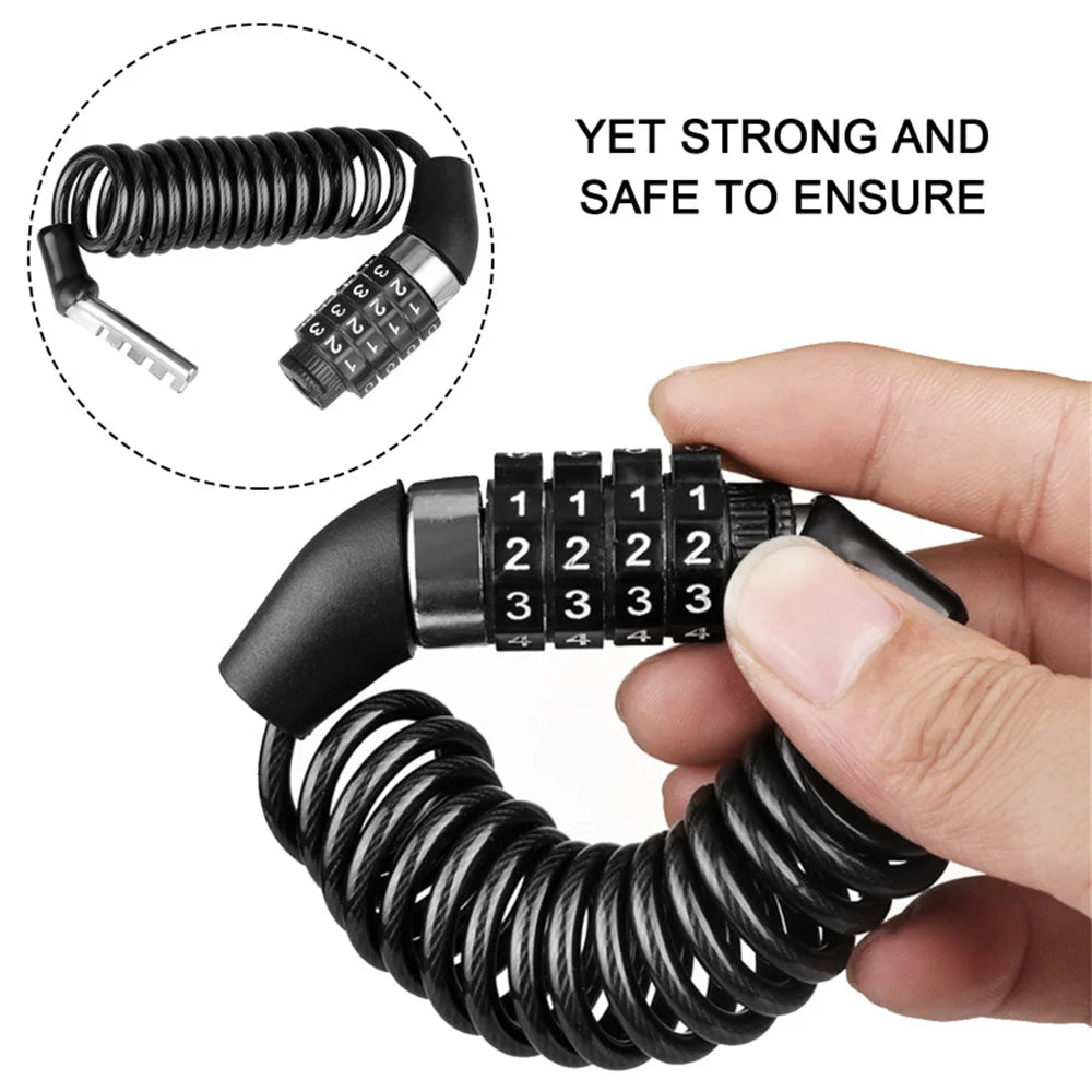 Durable 4-Digit Combination Helmet Lock Chain - Anti-Theft Bike & Motorcycle Cable Lock, Portable Stitch Motor Part