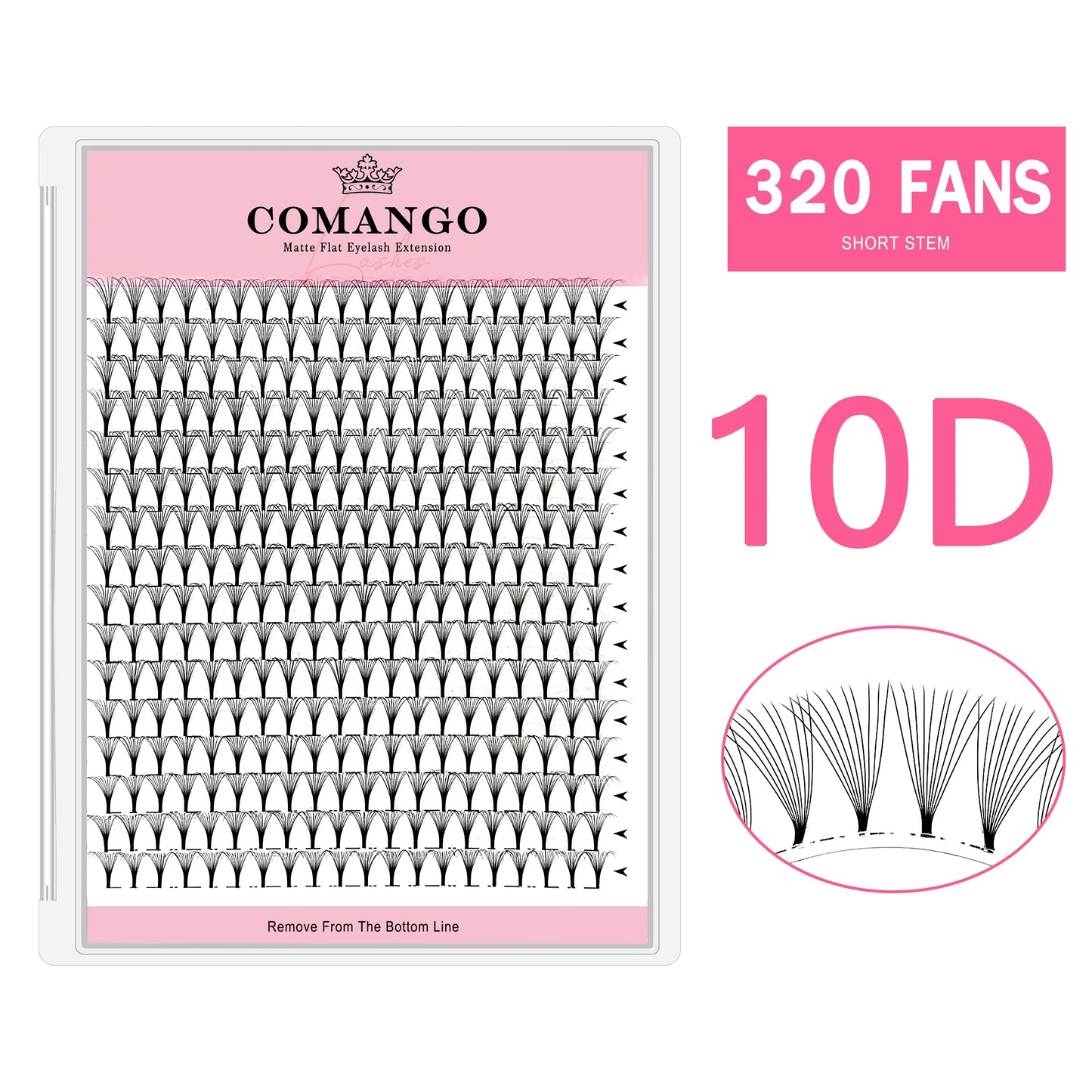 CoMango Wispy Premade Volume Lash Fans – 3-10D Individual Short Stem Faux Mink Russian Eyelash Extensions, 320 Fans
