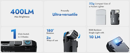 WUBEN G5 EDC Flashlight – 400 Lumens Portable Waterproof Pocket Torch with 180° Rotating Head & Magnetic Tail for Outdoor Use