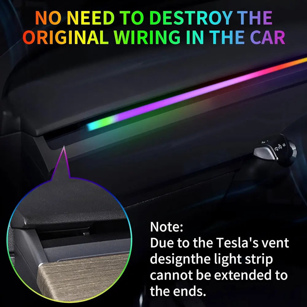 Tesla Model 3 & Y (2021-2023) Center Console LED Ambient Light Strips – Neon Dashboard Lighting Accessories