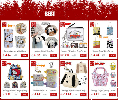 Snoopy Print Mini Coin Purse – Cute Wallet & Card Holder for Women, Girls & Kids, Small Cosmetic & ID Bag