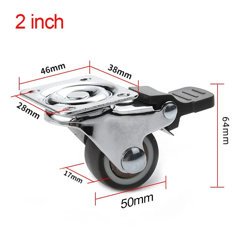 4PCS Soft Rubber Furniture Caster - 1/2 inch Universal Swivel Wheel for Platform Trolleys and Furniture Accessories