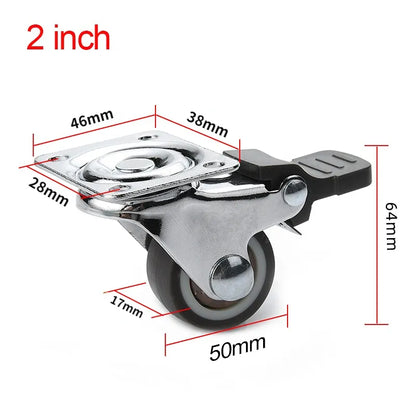 4PCS Soft Rubber Furniture Caster - 1/2 inch Universal Swivel Wheel for Platform Trolleys and Furniture Accessories