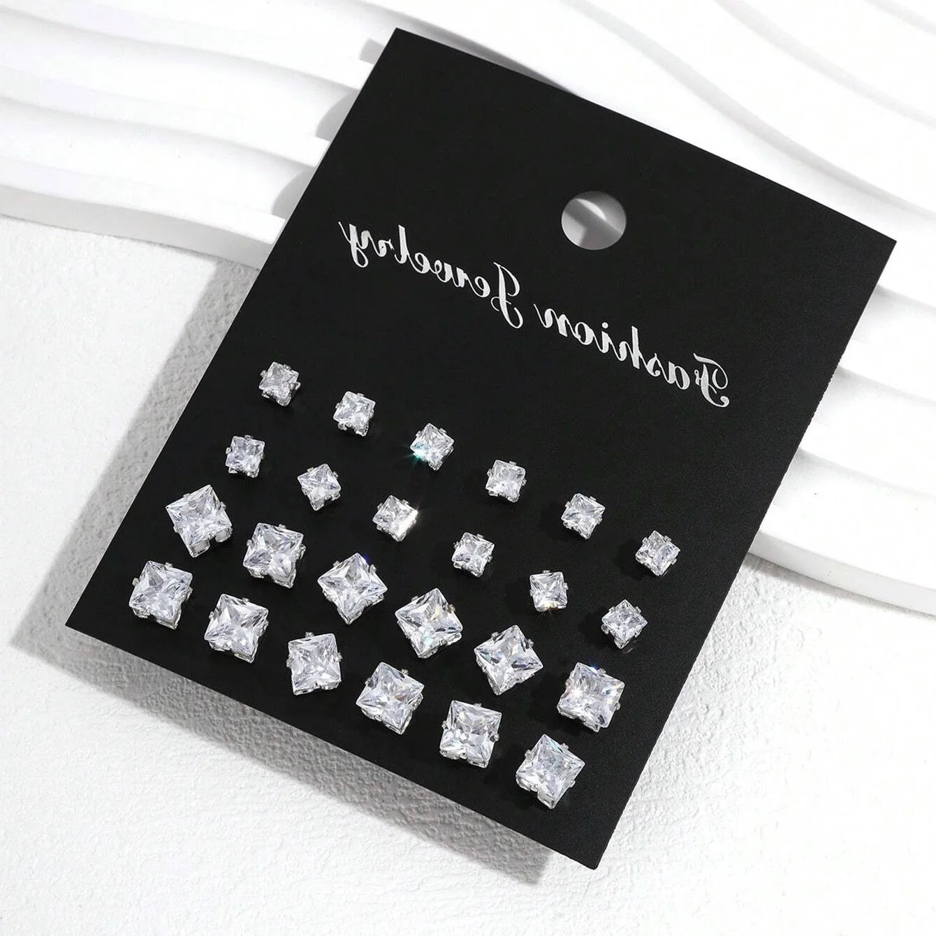 12 Pairs Luxury Zirconia Earrings – Elegant Shiny Stud Set for Parties, Gifts, and Couples