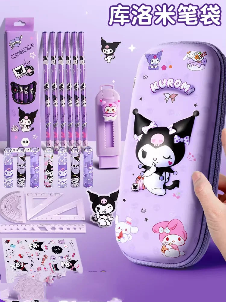 Sanrio 3D Kuromi, My Melody & Cinnamoroll Pencil Case - Large Capacity Cartoon Stationery Bag for Students