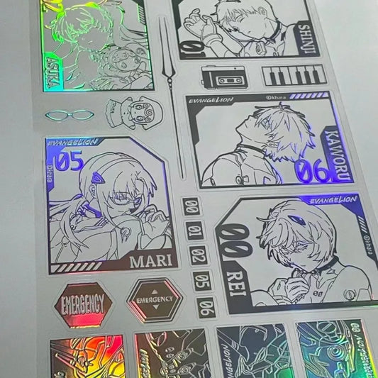 Evangelion Eva Anime Laser Metal Sticker – Cartoon Waterproof Decorative Sticker for Notebook, Headset, Phone & Tablet Gift